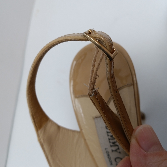 Jimmy Choo Patent Leather Sling Back Peep Toe Heels - Picture 8 of 14